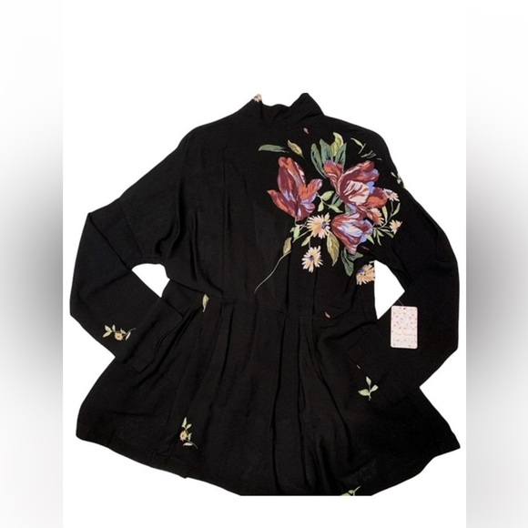 NWT Free People • Black Gemma Tunic Top and/or Mini Dress Sz M - Picture 4 of 7